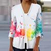 Moda Donna Blusa Cardigan Top Manica a Sette Parti Stampata Casual Ampia
