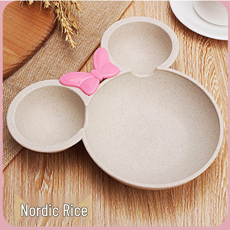 Kids' Wheat Straw Divided Plate - Cartoon Design, Creative Mealtime Tableware, Ideal for Kindergarten & Personalized Gifts