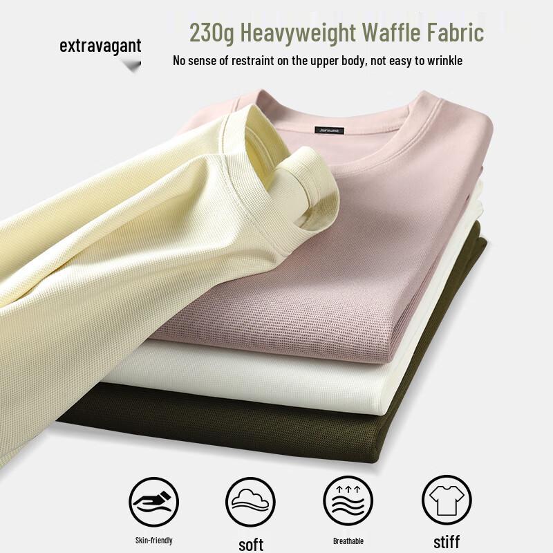 Jeanswest Men's Loose Fit Waffle Knit Short Sleeve T-Shirt