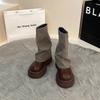 Retro British style thick-soled high-top Martin boots women's autumn and winter design sense fashion small man thin explosion short boots