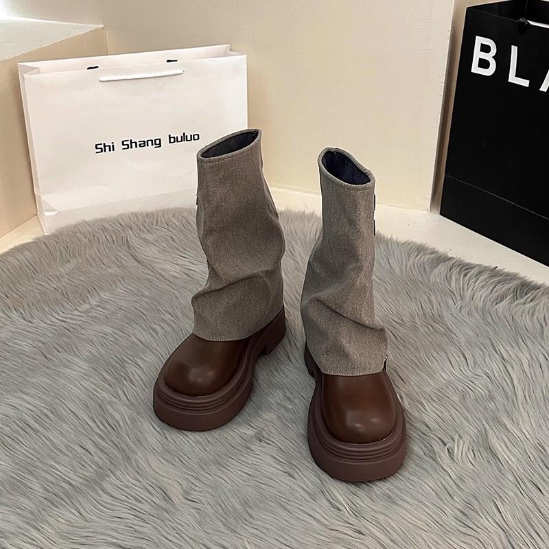 Retro British style thick-soled high-top Martin boots women's autumn and winter design sense fashion small man thin explosion short boots
