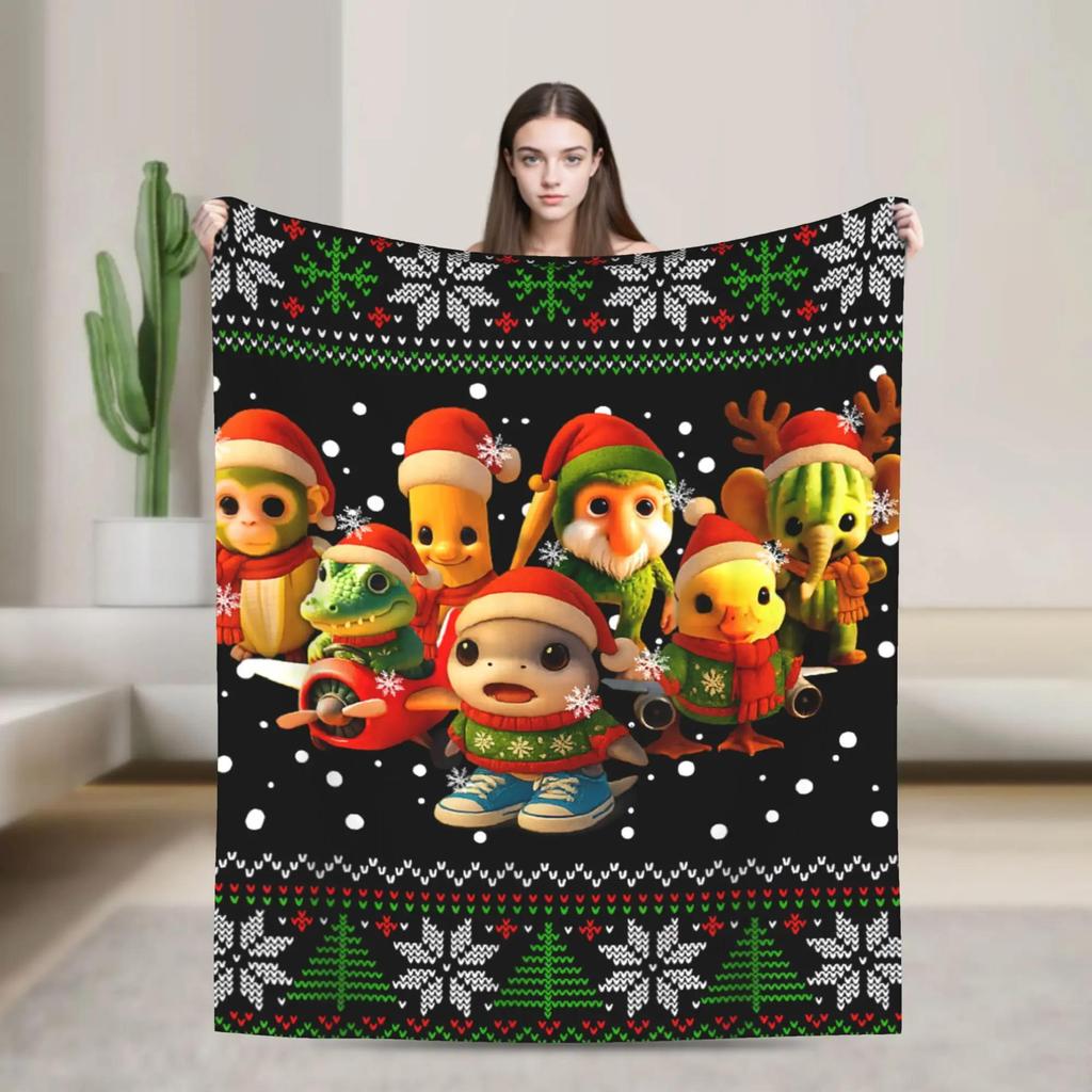 Warm Flannel Throw Blanket for Kids Airplane Travel Couch Chair Sofa Bed  Funny Italian Brainrot Design