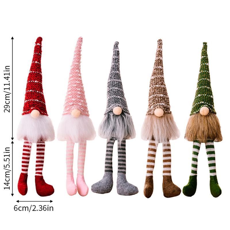Christmas Decorations Striped Knitted Hat Rudolph Reindeer Hanging Legs Faceless Doll Dwarf Figurine for Home Holiday Decor