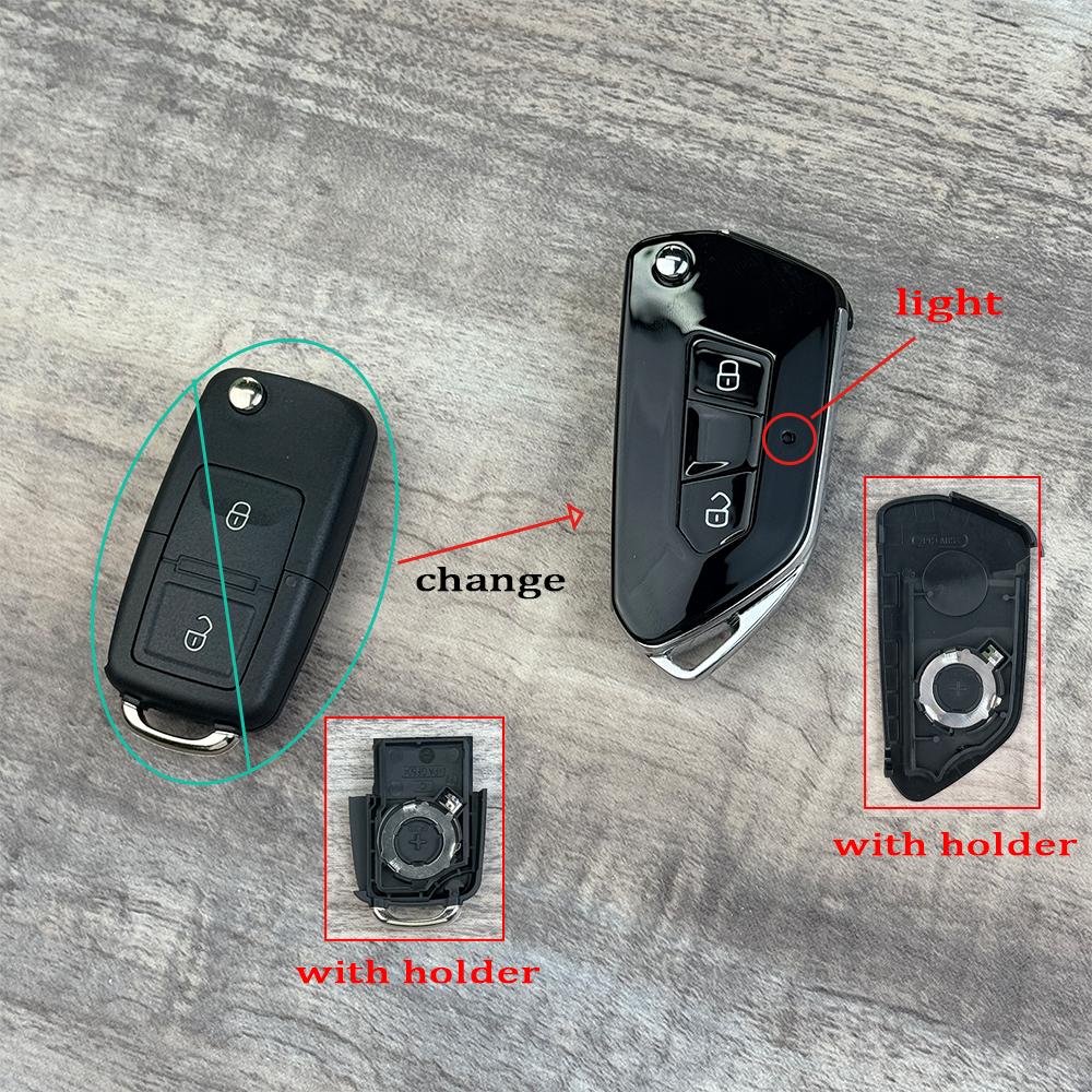 EBL2 Modified Exterior Car Key Shell Case Fob for Volkswagen Jetta Golf Polo Passat Beetle for Skoda Seat B5 Mk6 Caddy Tiguan Octavia