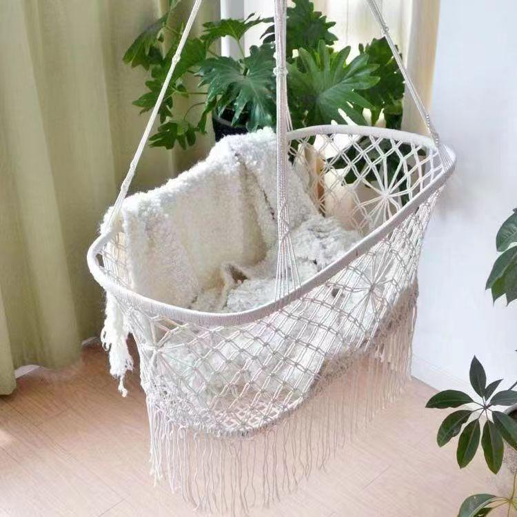 Tassel Hanging Baby Cradle: Outdoor Chair & Photography Prop for Children's Room Décor