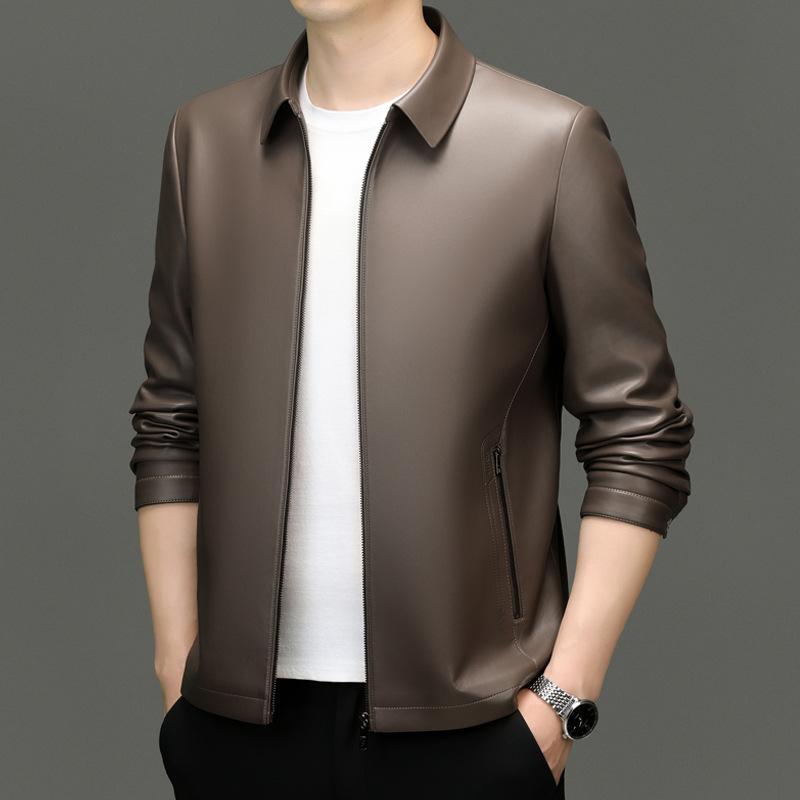 Men's Autumn Leather Jacket Jacket Business Lapel Casual Fashion Leather Jacket Jacket Men