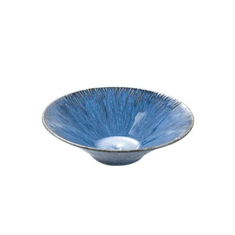 Nordic Blue Ceramic Dinner Plate Restaurant Pasta Steak Plates Home Fruit Salad Bowl Cake Dessert Kitchen Utensils