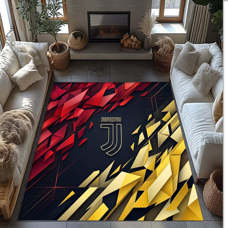Juventus FC Printed Flannel Area Rug Non Slip Soft Polyester Floor Carpet Indoor Decor Mat for Bedroom Living Room Sofa