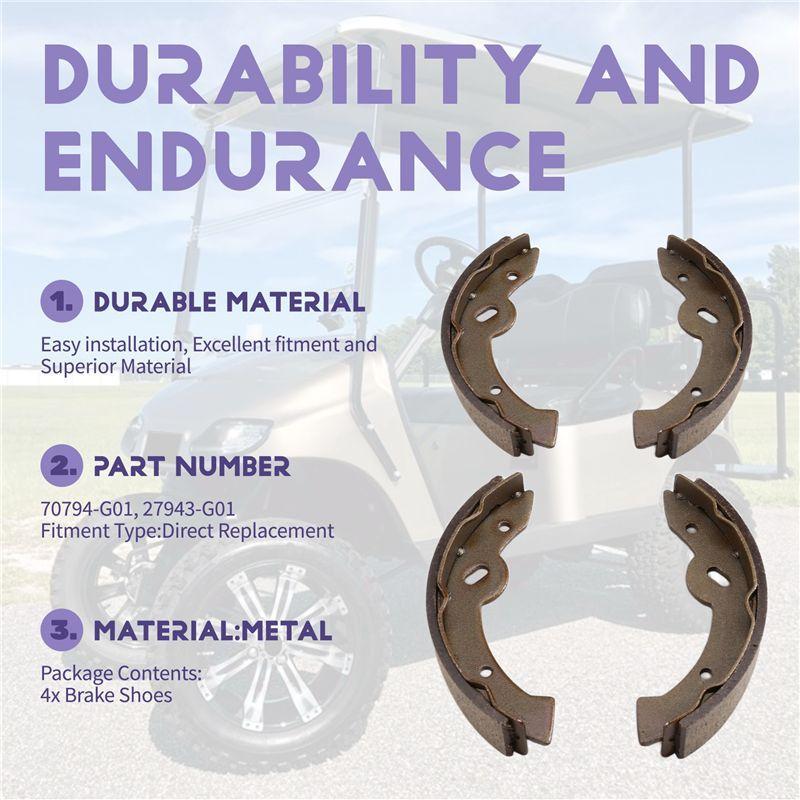 Precise Brake Pads Replacement Set For EZGO TXT 1997-Up& RXV Gas 2008-Up Golf Cart Brake Shoes- Part Numbers 70794-G01, 27943-G0