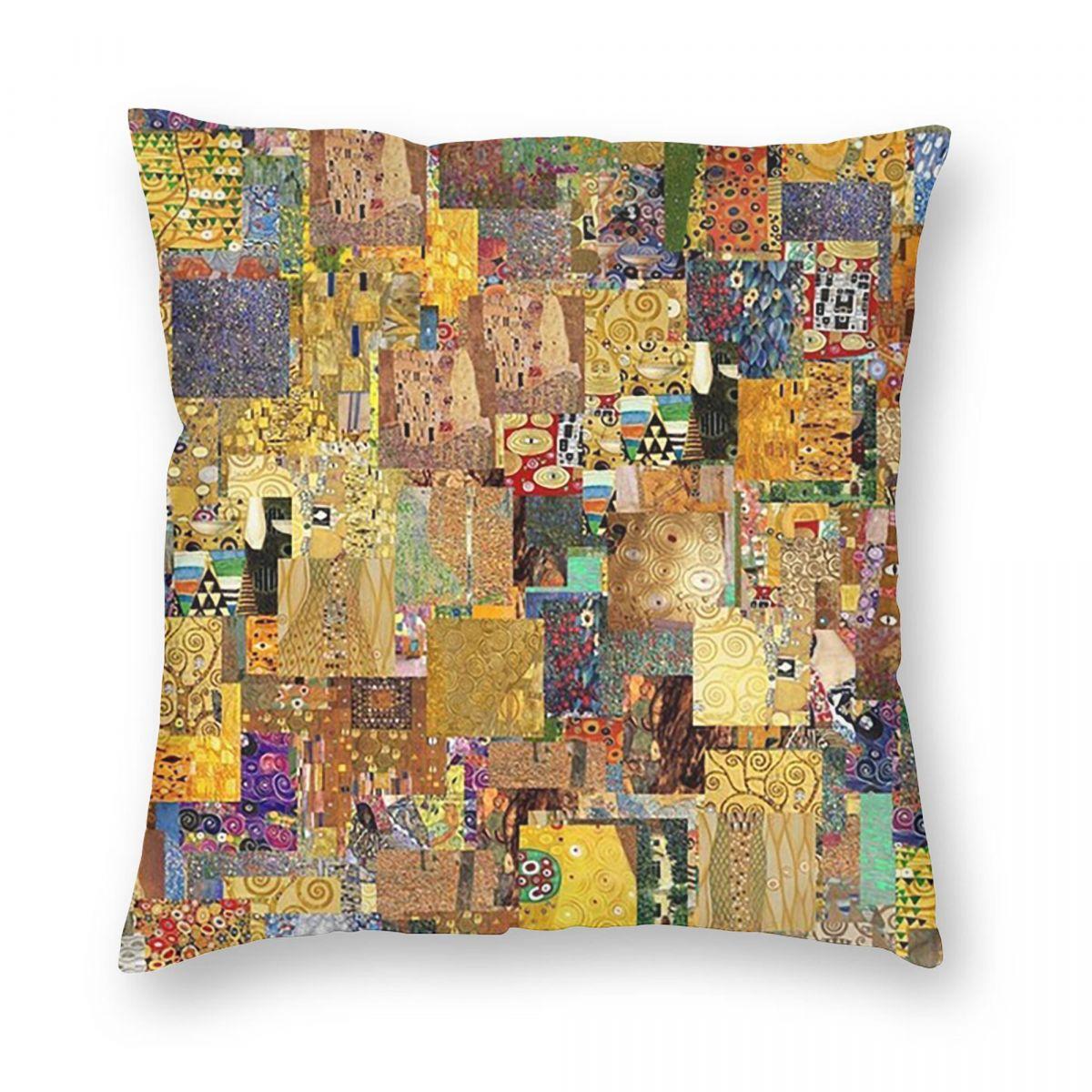 

Gustav Klimt Artistic Print Square Pillowcase Pillow Cover Cushion Zip Decorative Comfort Throw Pillow for Home Sofa 12x12Inch