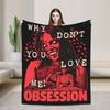 Obsession Bloody Girl Black and White Blanket Warm Plush Throw Blanket For Boy Girl Living Room Flannel Bedspread Bed Cover