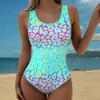 Sommer Sexy Schildkröte Farbverlauf Tier Muster Gedruckter Badeanzug Einteiler Schlanke Passform, Tiefes U-Rücken Design, Strand Pool Urlaub Auffälliger Mode Badeanzug