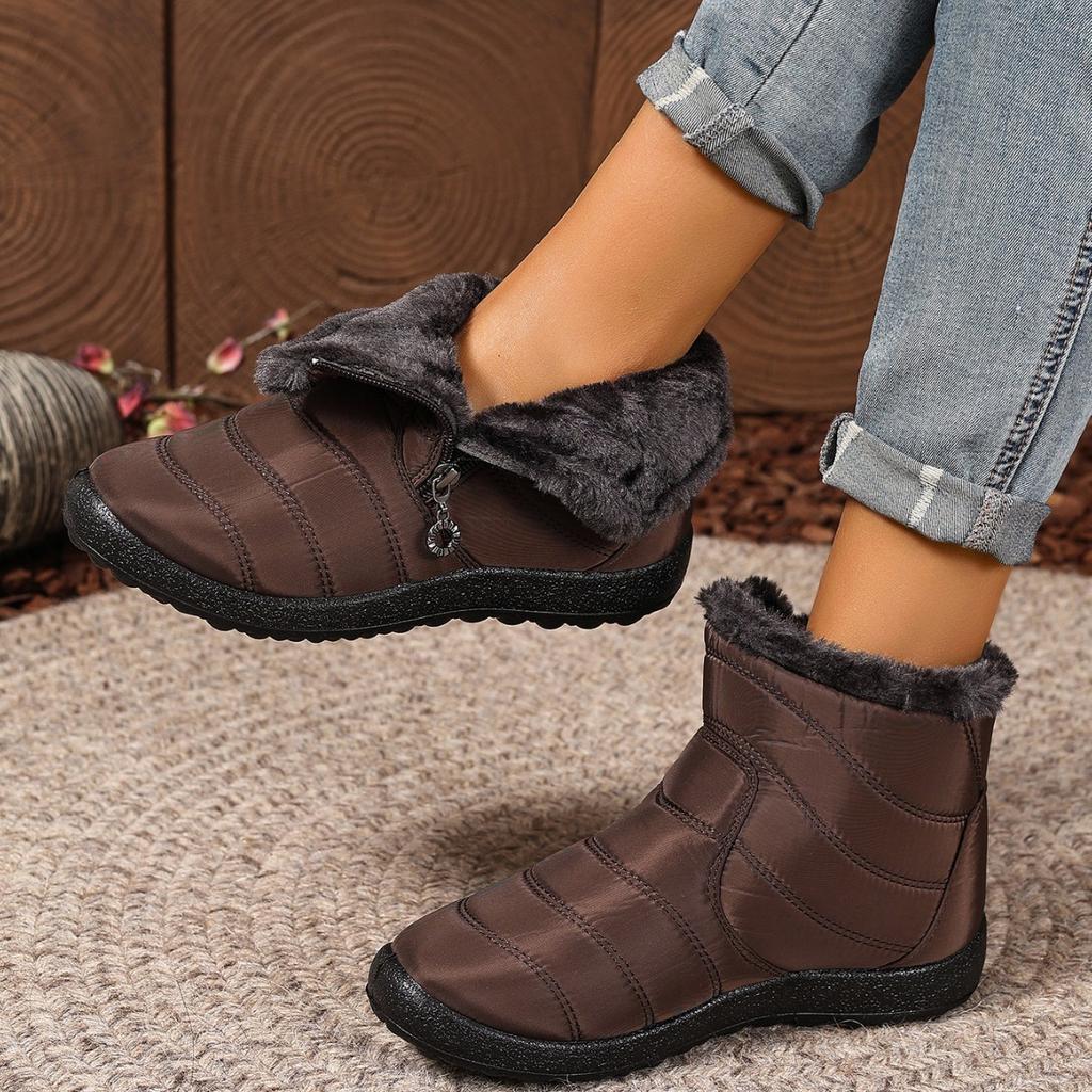 Foreign trade women's boots winter new 2025 thick-soled lightweight velvet waterproof women's shoes side zipper high-top snow boots