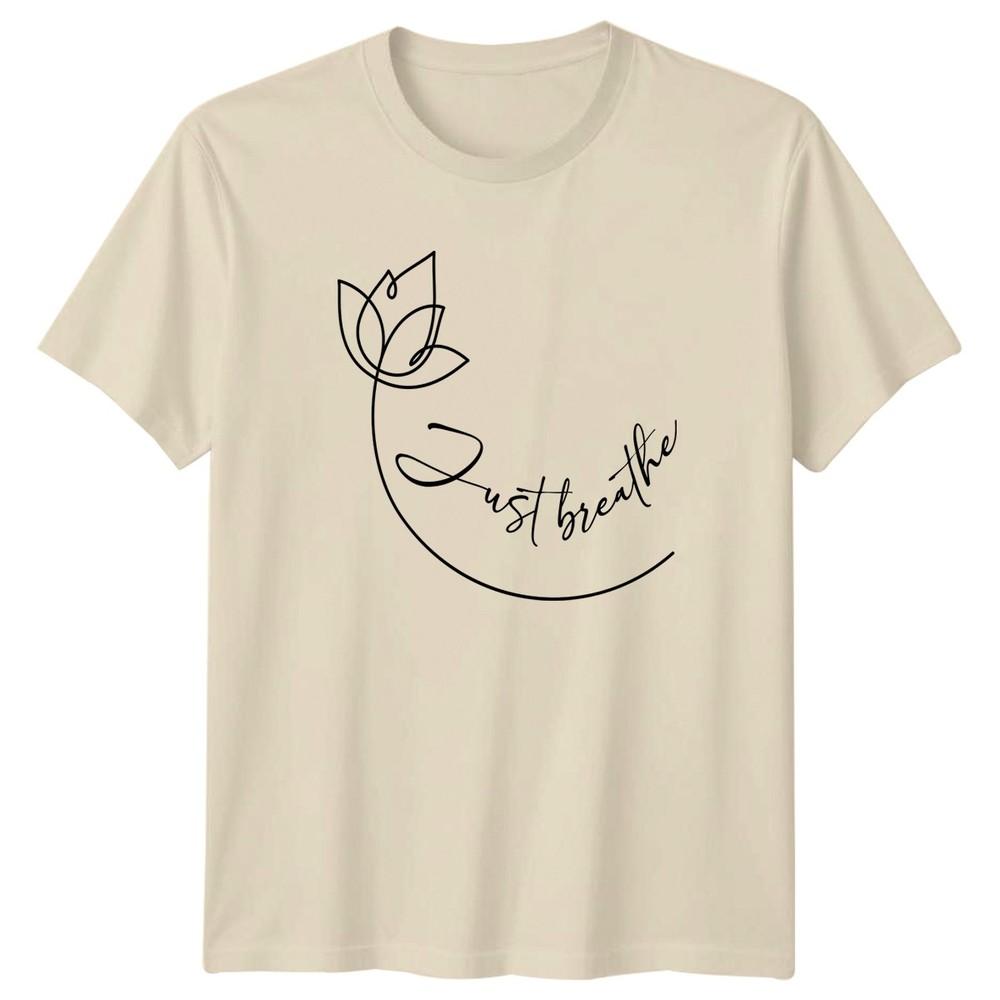 Just Breathe Unisexs TShirt Lotus Flower Yoga Mindfulness