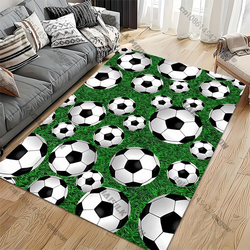 Soccer balls on green grass carpet Yoga living room room decor children's crawling mat doormat area rug games mat