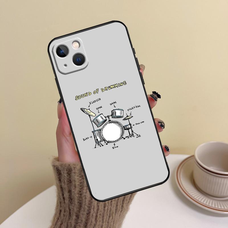 Musikinstrument Trommel Handyhülle Für iPhone 17 Pro Max 14 13 12 11 15 16 Pro Max mini Plus 16e 17 Air Cover Funda