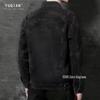 Trendy Men's Slim Fit Black Denim Jacket for Spring/Autumn - Youth Student Fashion