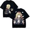 2026 Vara Violet Evergarden Violet Flori Dublă Față Scrisoare Anime Tricou Negru Unisex Supradimensionat Y2K Streetwear Bumbac Tricou