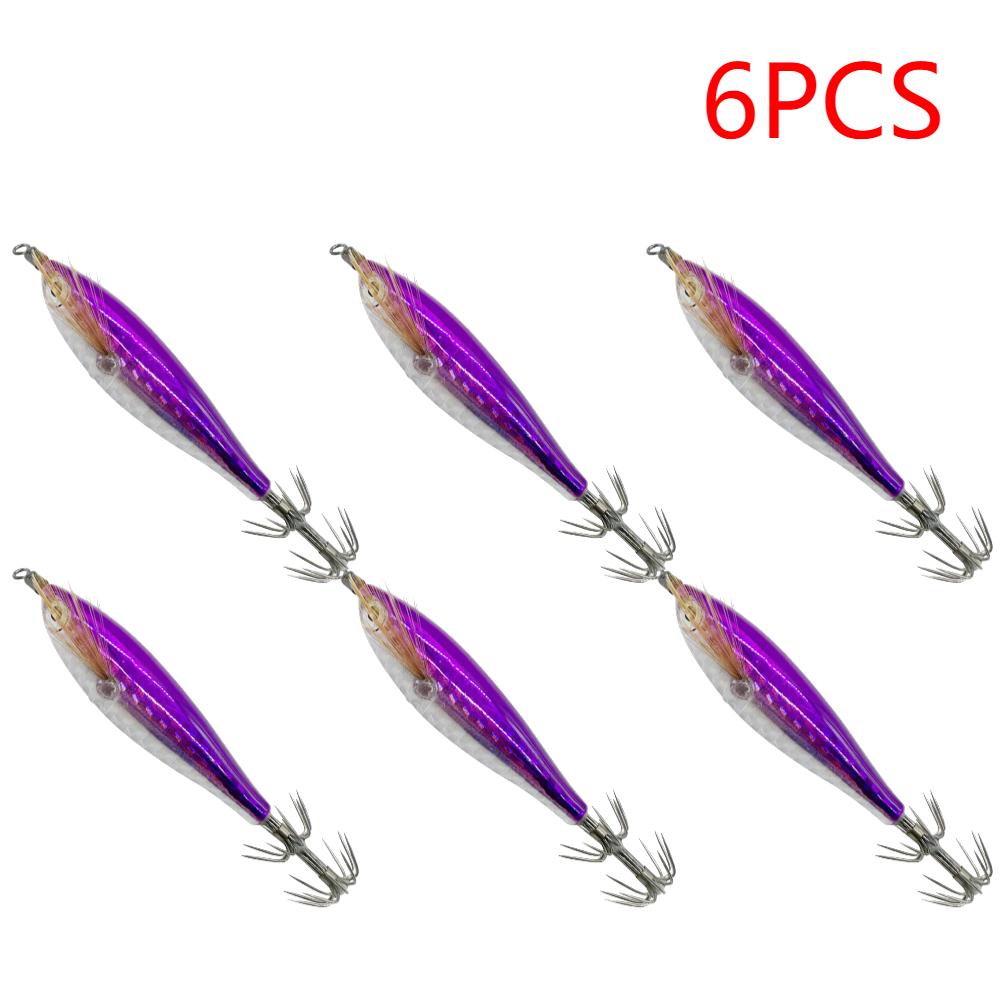 1-10PCS Fishing Lure Luminous Squid Jig Hook 7.5CM 5.5g Artificial Fake Octopus Lures Wood Shrimp Cuttlefish Hard Bait Sea Jigs
