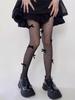 Spring And Autumn Thin White Stockings Children'S Japanese Ballet Style White Bow Pearl Pantyhose Pure Versatile Black Silk