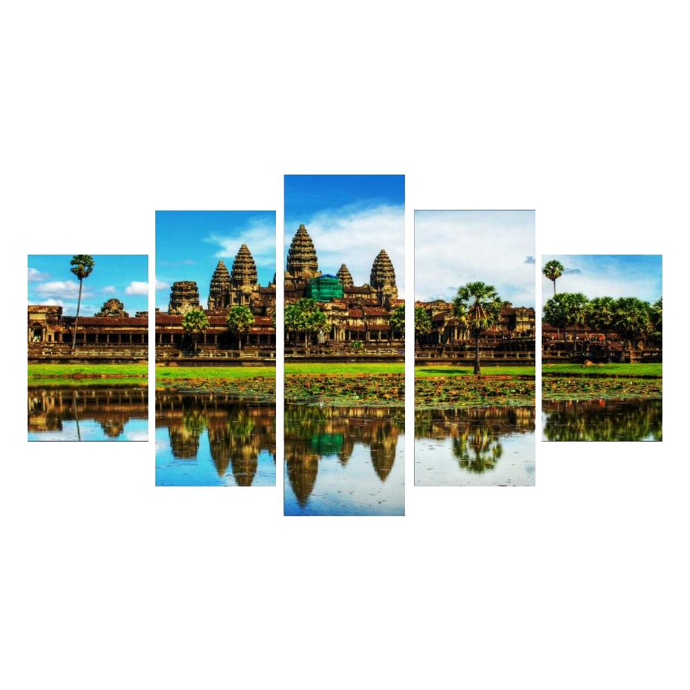 

Рамка Гостиная Картины HD Печатные 5 Панель Пейзаж Храм Ангкор Современное Настенное Искусство Живопись На Холсте Домашнее Украшение Плакат Large Size Unframed Canvas