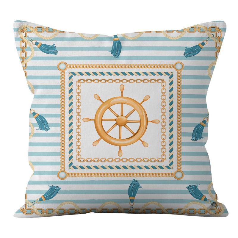 Home Ocean Blue Digital Printed Sofa Pillow Line Cushion Waist Pillow Cover Premium Durable Quality Useful Practical