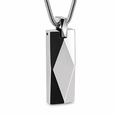 [Rockyu] Tungsten Necklace for Men, Silver, Diamond-faced Plate Necklace, Super Hard, Rectangular Pendant, Snake Chain, Men's Birthday, Father's Day,