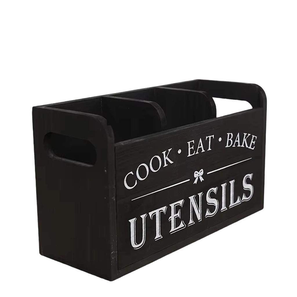 Vintage Holz-Aufbewahrungsbox Tragbarer Geschirr-Organizer Besteckschale für Restaurant Heimküche
