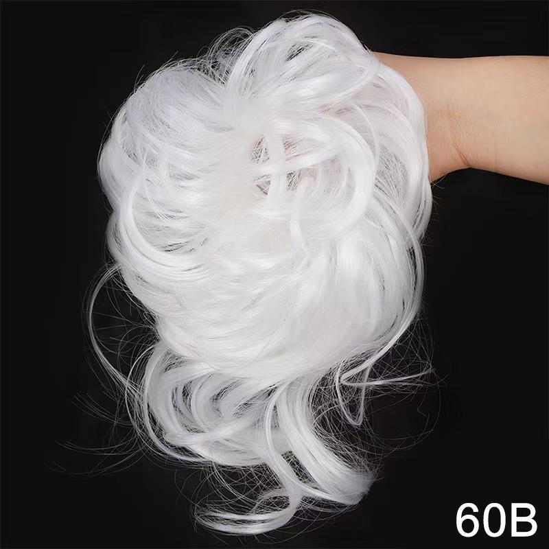 Estensioni per capelli sintetici Chignon riccio disordinato Chignon elastico a ciambella marrone biondo per donna