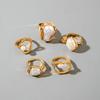 European and American design liquid lava flower opening ring ins baroque imitation pearl set gemstone ring