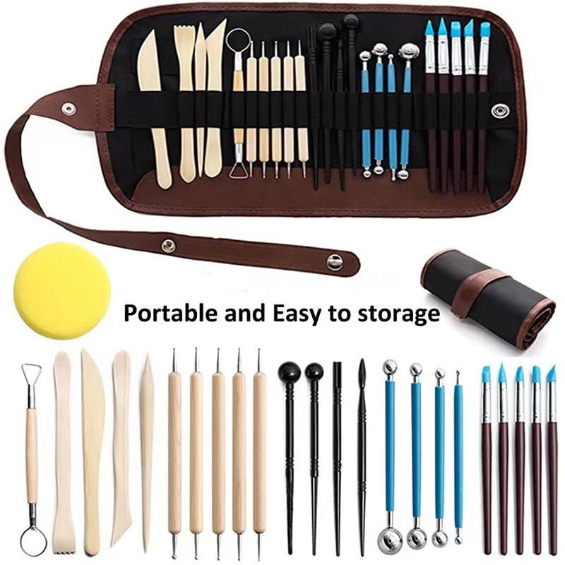 

Набор гончарных инструментов из 24 предметов для трансграничной торговли - Инструменты для лепки из глины своими руками и работы с полимерной глиной
