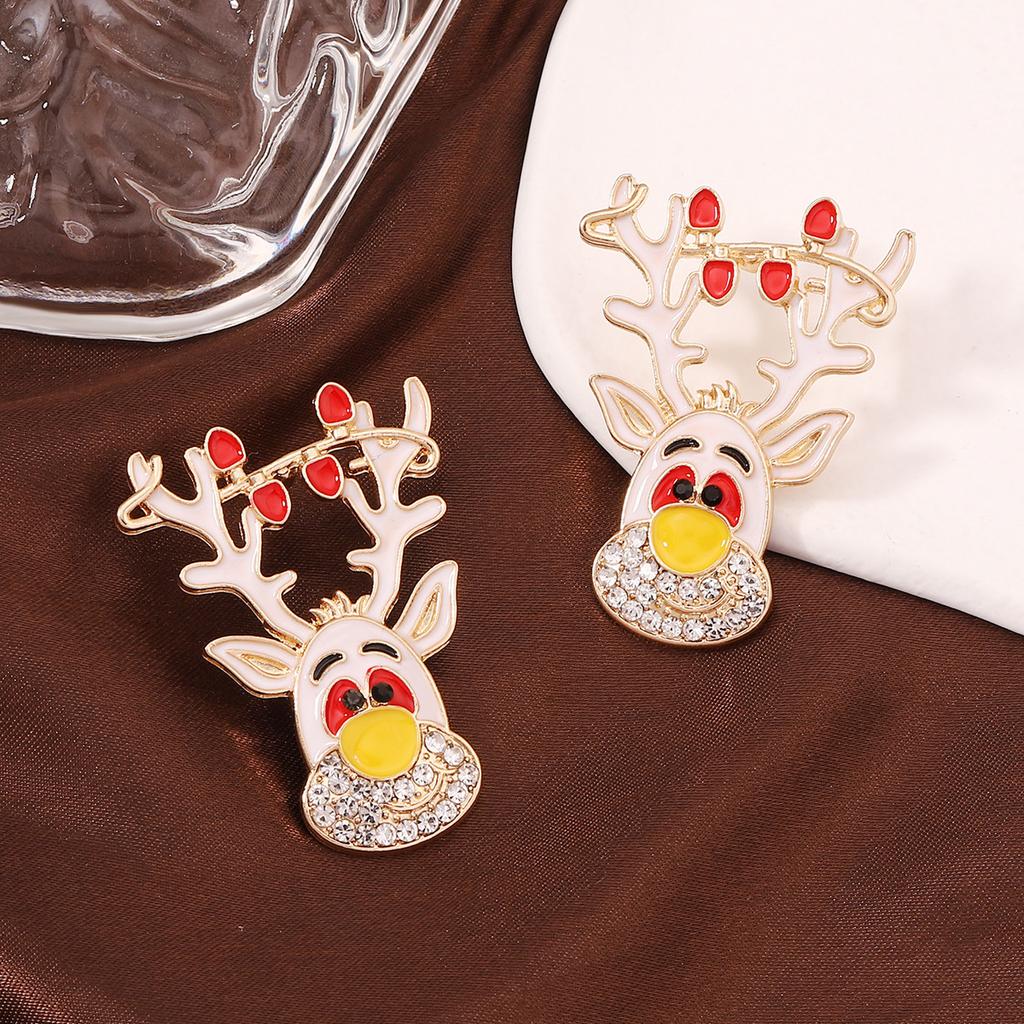2PC Christmas Cartoon Creative Christmas Tree Elk Earrings Anti Allergy Earrings Suitable for Party and Holiday Gifts