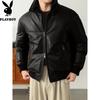 PLAYBOY Men's Stand Collar Genuine Sheepskin Leather Jacket