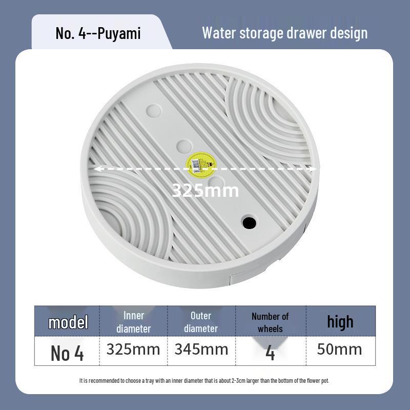 Round Movable Flower Pot Tray with Hidden Wheels and Breathable Bottom for Silent Plant Care