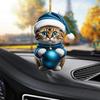 Christmas Cat Ornament Xmas Tree Decor Hanging Backpack Keychain Acrylic Holiday Accessory for Car Rearview Mirror Window Bag Key