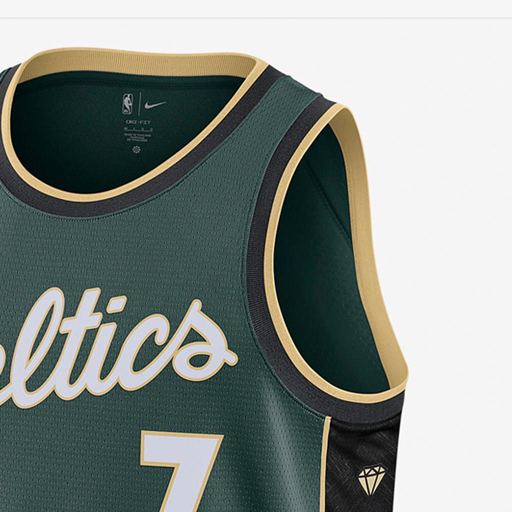 Nike NBA Dri-Fit City Edition Jersey 2022-23, Boston Celtics #7 Jaylen Brown Unisex Tops Dark-Green DO9586-331