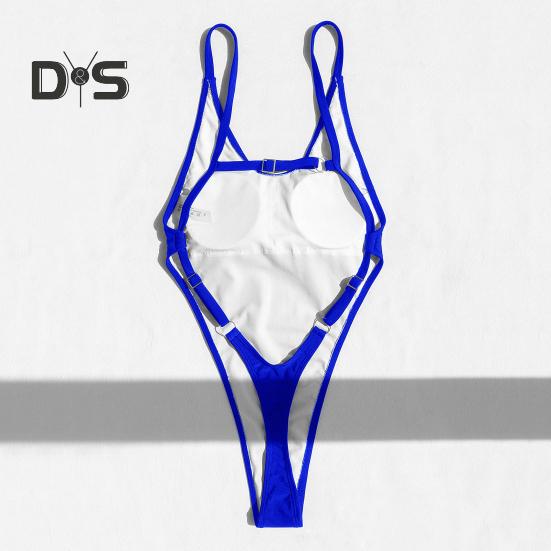 Dámské sexy monokiny plavky s výstřihem do V, bez rukávů, design bez zad, jednodílné bikiny střih zlepšující postavu