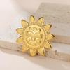 Womens Jewelry Four Petal Flower Brooch French Style Stainless Steel Gold Color Trendy Pin for Wedding Office Gift