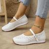 Summer Fashion Casual Single Shoes for Women 2025 New Hollow Solid Color Buckle Mesh Breathable Round Toe Work Shoes