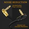 MKBKLLJY 3-Pack Guitar Patch Cables, 6-inch To 14-inch Right Angle, Gold Plated, Low Profile, Pancake Type, Noise-Free, Dual Shielded Drivers,