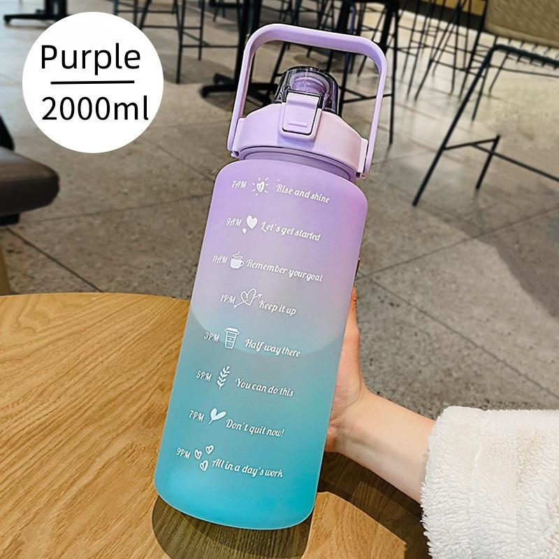 Sports Water Bottle with Time Marker Gradient Matte Motivational Water Bottle with Stickers for Outdoor Sports