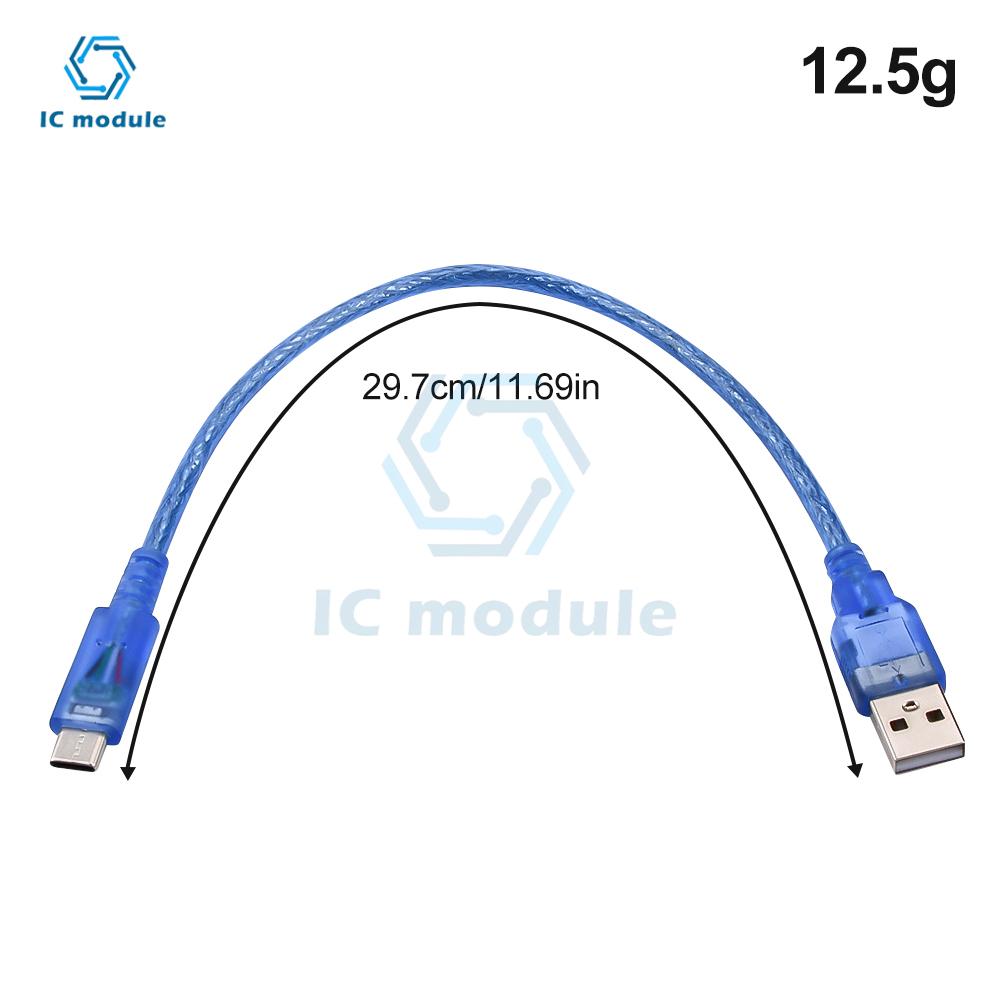 30cm USB 2.0 Male To Type C Male USB Cable Foil Braided Shielding Data Transfer Cable Adapter Cord