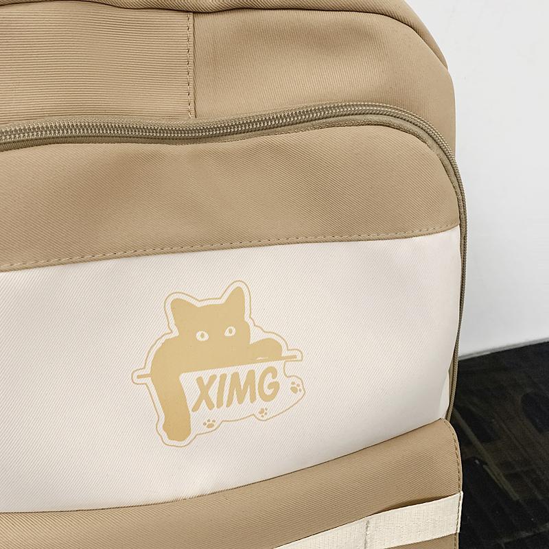 Women Large Capacity Backpack Boys Girls Color Contrast Backpack Student Schoolbag