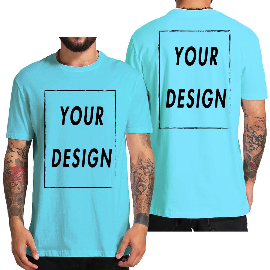 Camiseta Personalizada para Homens Design Eu Amo Seu Próprio Logo Texto Foto Grátis Ambos os Lados Tamanho UE Algodão Camiseta Personalizada