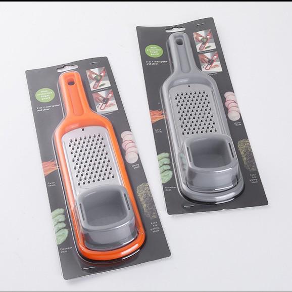 

Two-in-One Stainless Steel Handheld Vegetable Grater and Slicer Gray (Blister Pack)