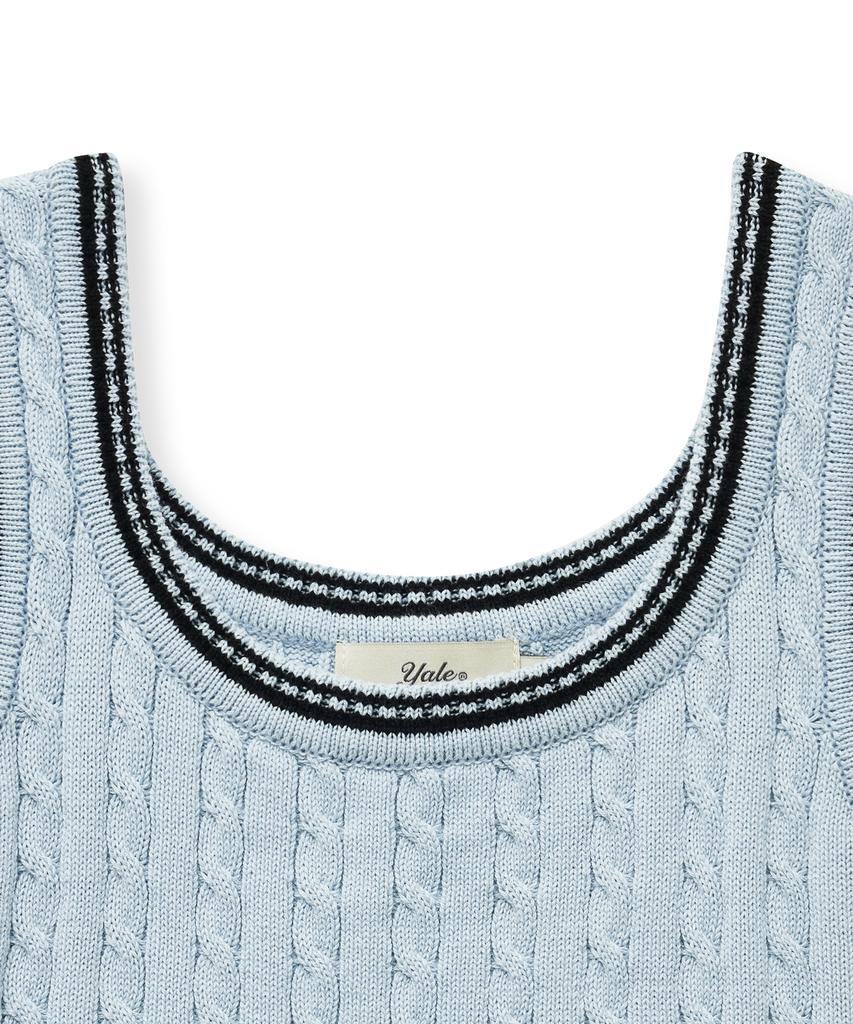 YALE Cable Knit Sleeveless_Blue Gray