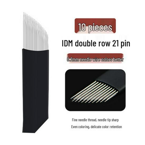 

Двурядные 21-контактные изогнутые иглы для микроблейдинга и растушевки бровей и губ