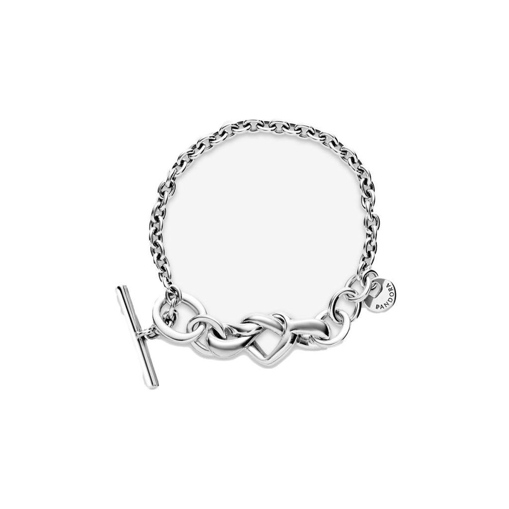 Pandora Bracciale con nodo intrecciato a forma di cuore, catena semplice, chiusura a T, unisex, 598100
