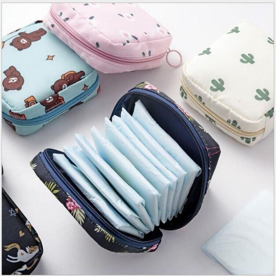 Women Girls Tampon Storage Bag Cosmetic Bag Organizer Bag Organizer Case Sanitary Pad Pouch Napkin Cosmetic Bags Tampon Holder