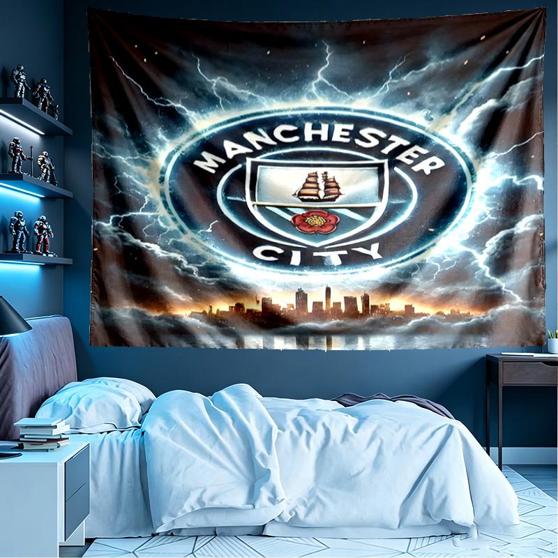 Football Team City FC Print Tapestry, Lightweight Wall Hanging, for Bedroom, Dorm, Living Room, Home Art Decor - Birthday Christmas Gift for Friends